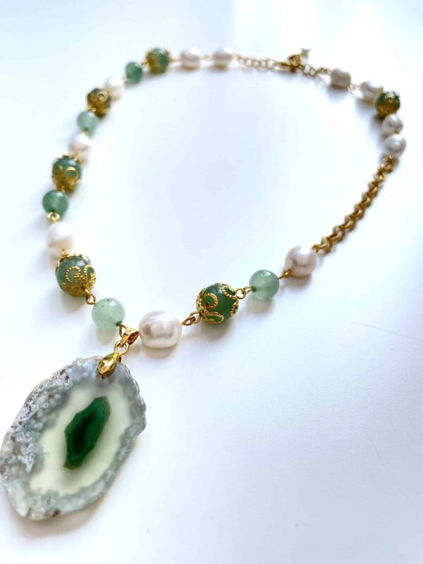 Baroque Pearl Aventurine Gemstone Necklace
