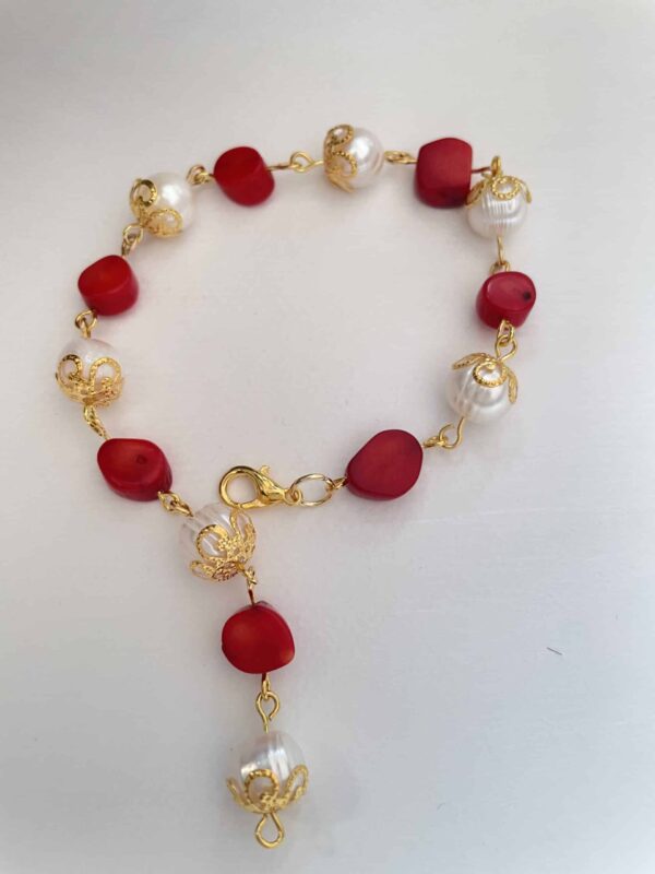 Baroque Pearl Red Coral Bracelet