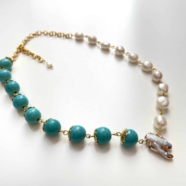 Baroque Pearl Turquoise Gemstone Necklace