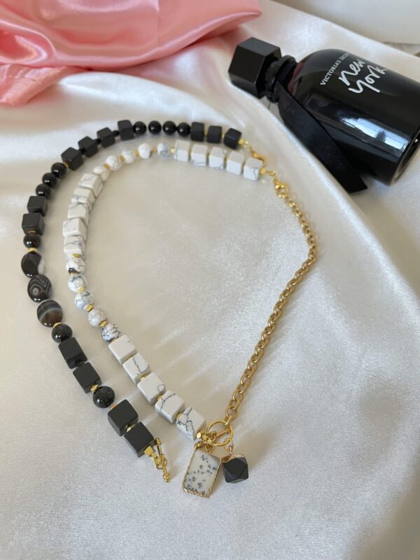 Black Onyx White Howlite Double Necklace