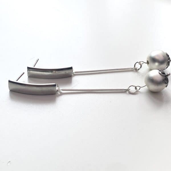 Silver Hematite Earring