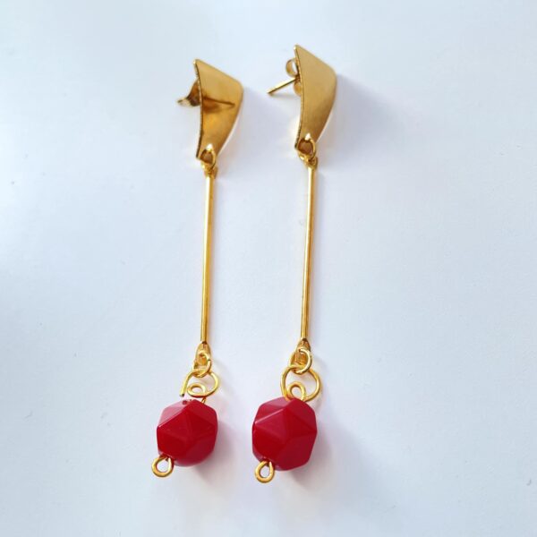 Red Coral Gold Plated Earring