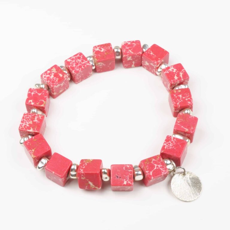 Red Coral Silver Bracelet