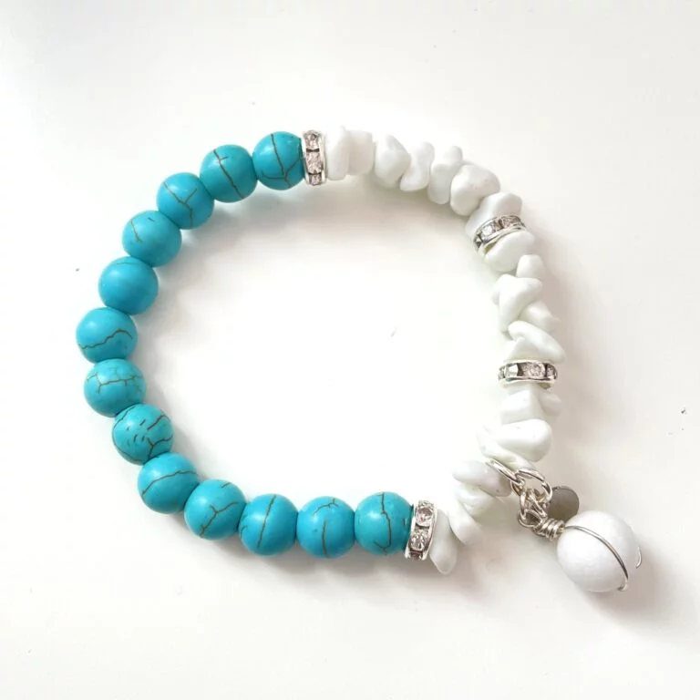 White Jade and Blue Turquoise Chic Bracelet
