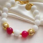 White Jade Pink Agate Bracelet