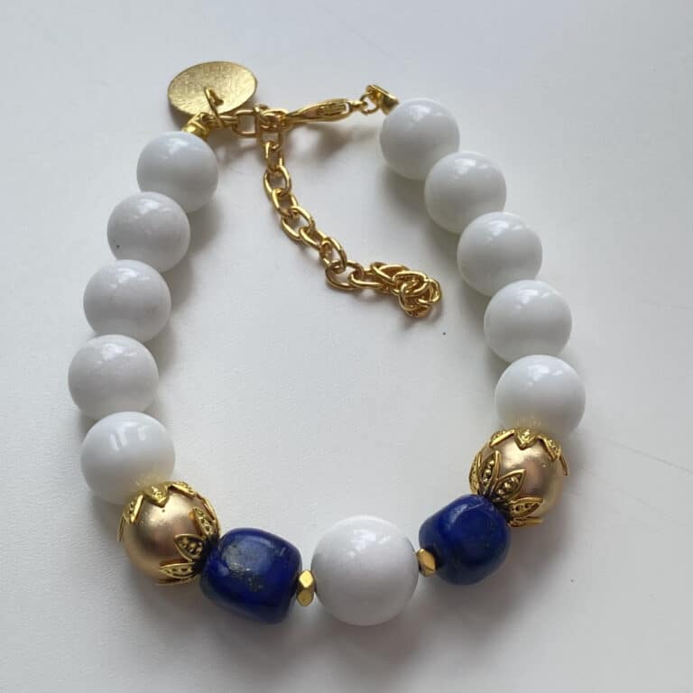 White Jade Lapis Lazuli Bracelet