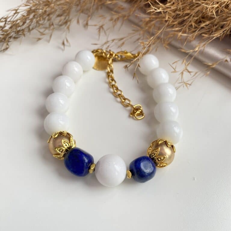 White Jade Lapis Lazuli Bracelet