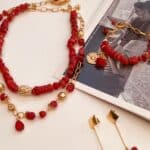 choker statement red coral necklace