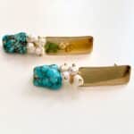 Turquoise  Fresh Pearls Gold Earring