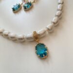 Baroque Pearl Blue Drop Necklace