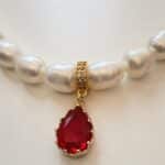 Baroque Fresh Pearl Red Drop Necklace