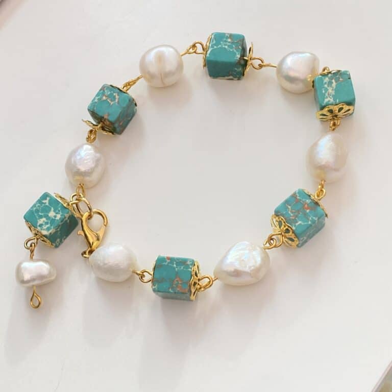 Baroque Pearl Green Turquoise Bracelet