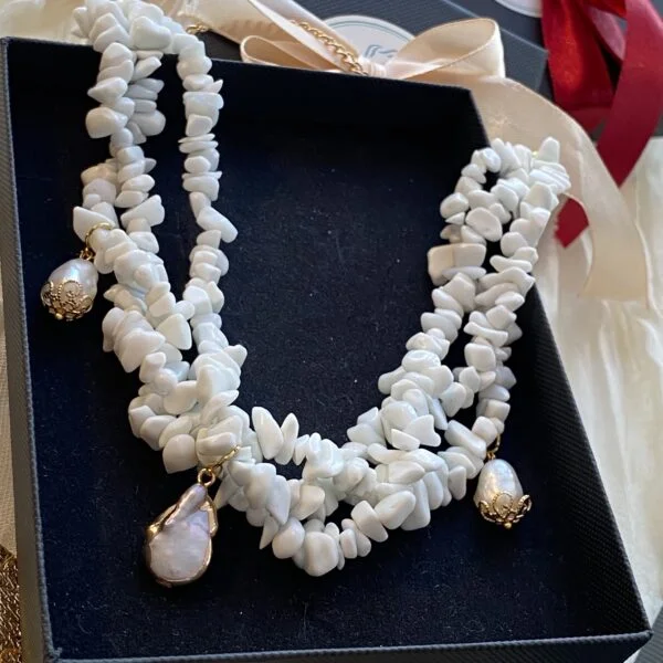 White Jade Pearls Pendant Necklace