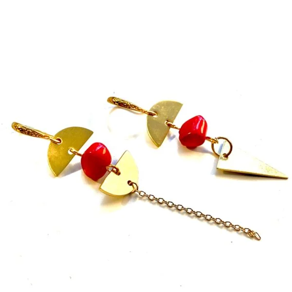 Red Coral Abstract Earrings