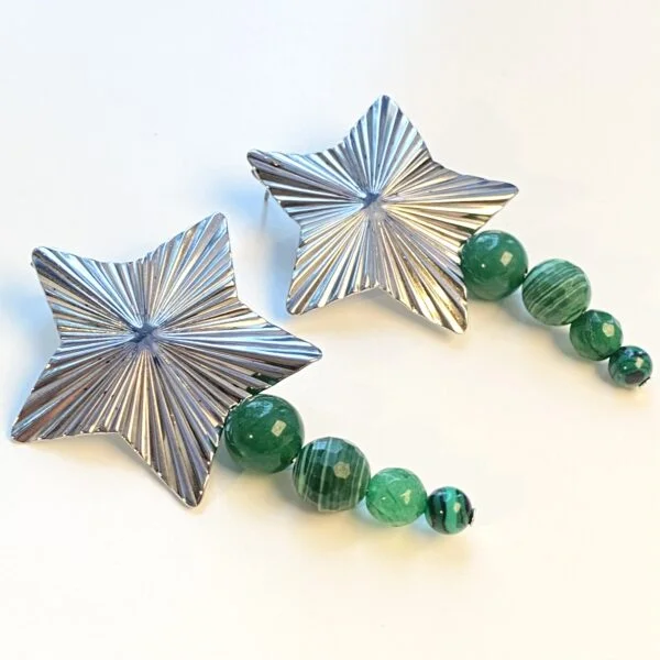 Silver Green Jade Earrings