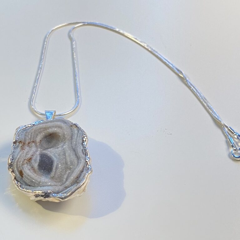 Geode Silver Necklace Designer