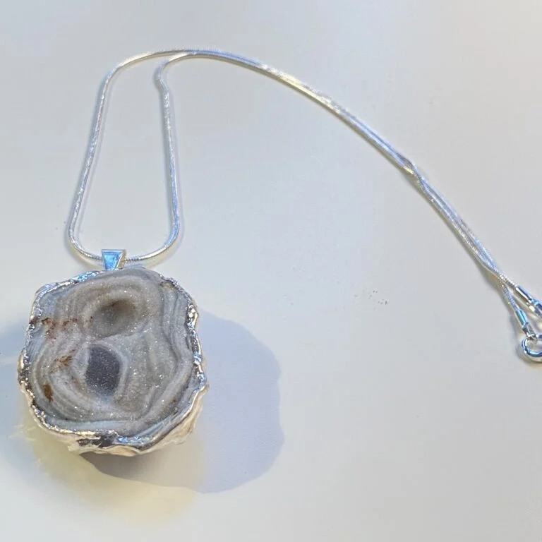 Geode Silver Necklace Designer