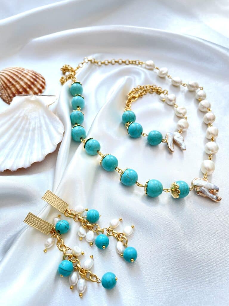 BAROQUE PEARL TURQUOISE GEMSTONE NECKLACE