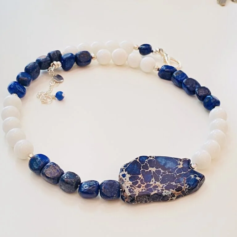 Lapis Lazuli white Jade Necklace