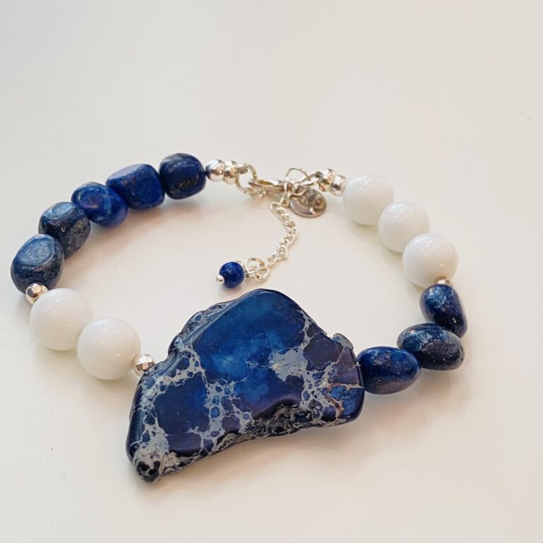 Lapis Lazuli white Jade Bracelet