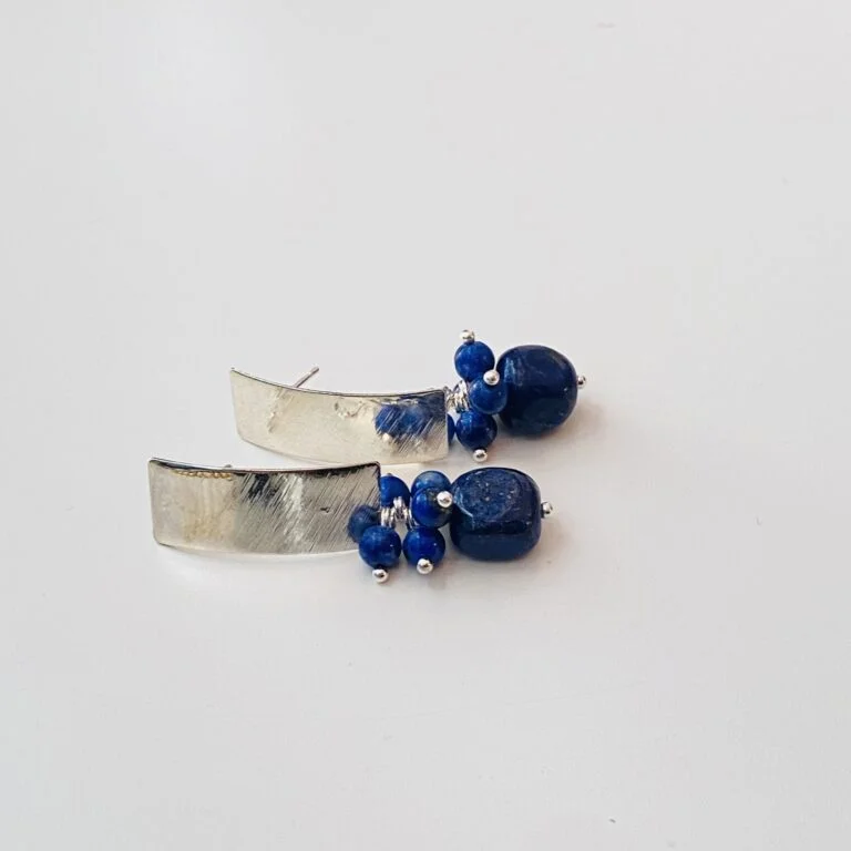 Lapis Lazuli white Jade Earring