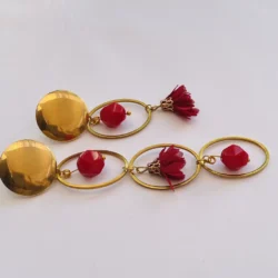 Red Coral Maximalist Earring
