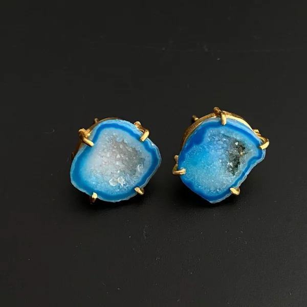 Geode Crystal  Blue Earring