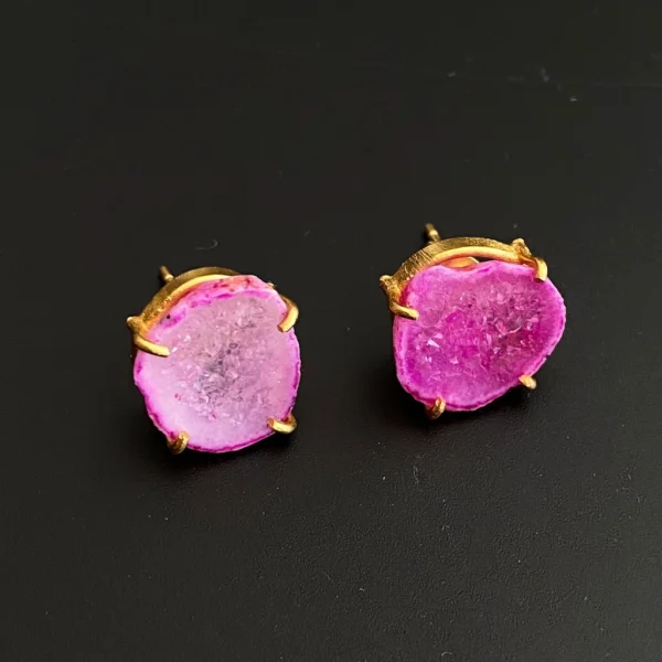 Pink Geode Crystal Earring