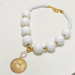 White Wood Maximalist Necklace