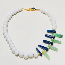 Gemstone White Wood Necklace