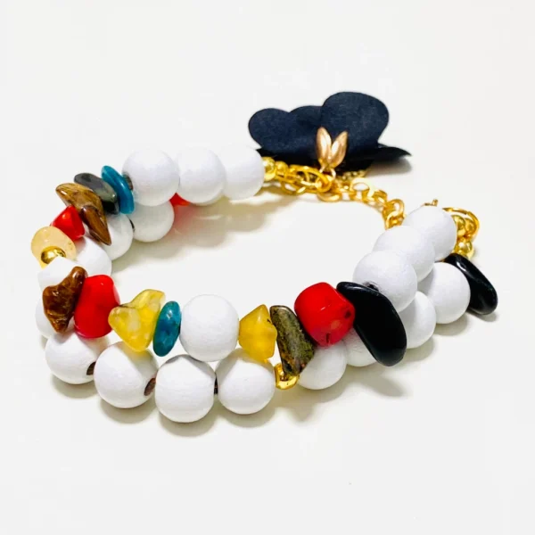 Gemstones White Wood Bracelet