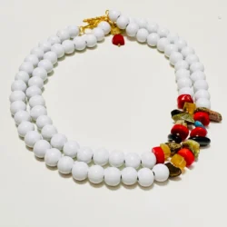 Gemstones White Wood Necklace