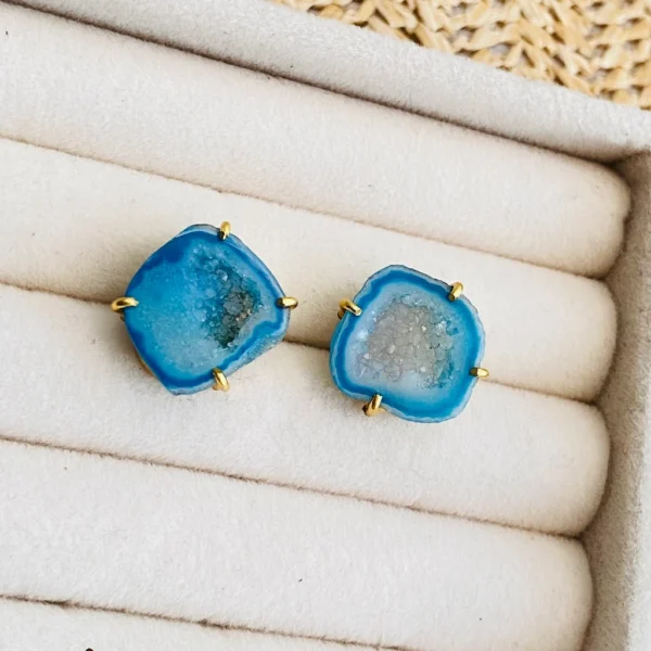 Geode Crystal  Blue Earring