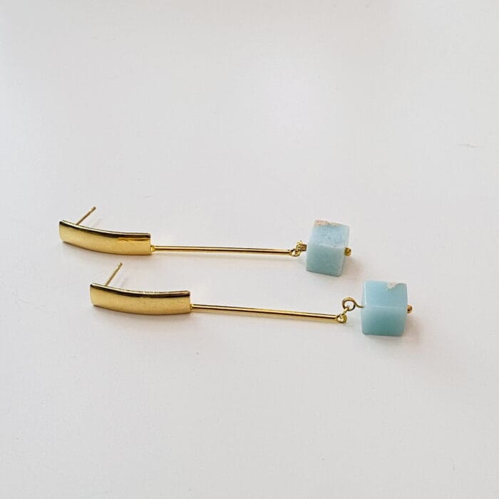 Amazonite Gold Earring