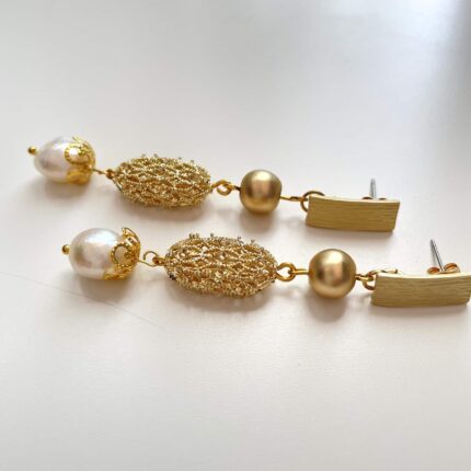 Baroque Pearl Gold Hematite Earring  Elegance is the ne