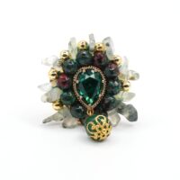 Natural Green African Turquoise Gemstone Brooch Art