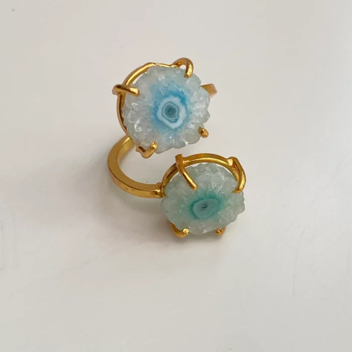 Crystal Blue Green Ring