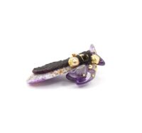 Natural Gemstone Amethyst Brooch Art