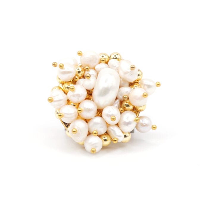 Natural Fresh Pearl Gemstone Brooch Art