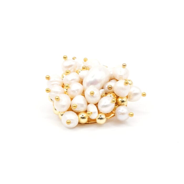 Natural Fresh Pearl Gemstone Brooch Art