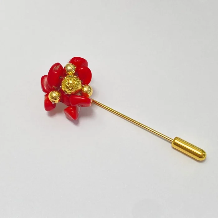 Red Coral Pin Brooch