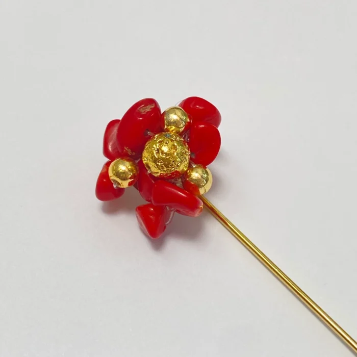 Red Coral Pin Brooch