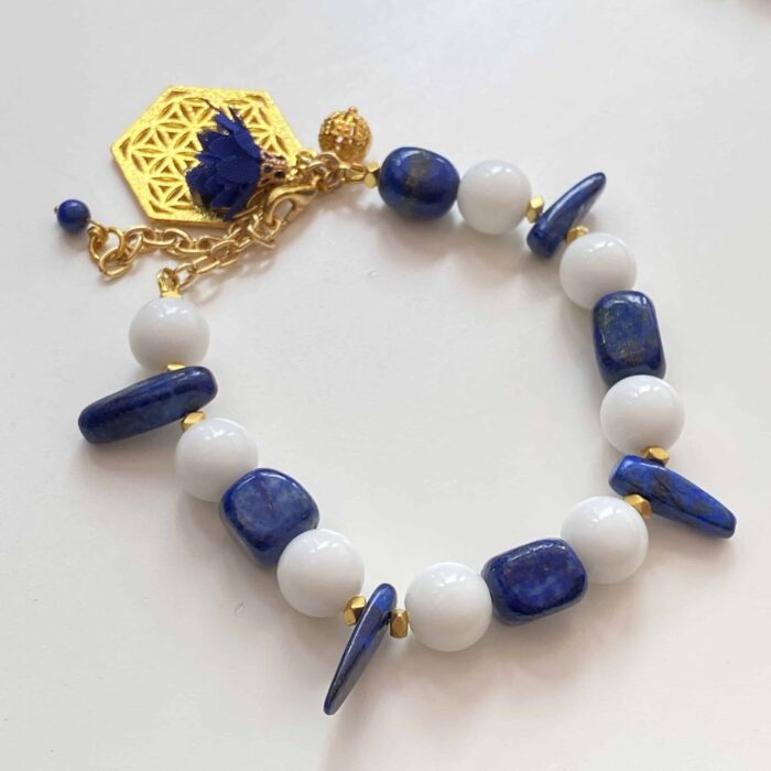 Lapis Lazuli White Jade Gemstone Bracelet