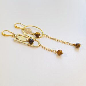 Minimalist Tiger  Eye Earrings