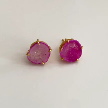 Pink Geode Crystal Earring