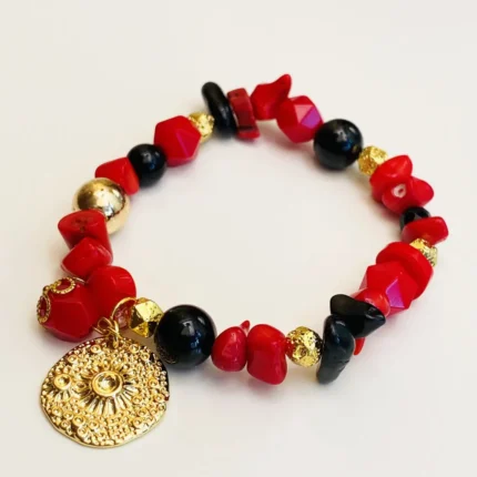 Red Coral Black Onyx Bracelet design and exceptional qu