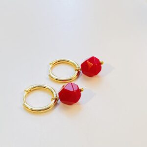 Red Coral Hoop Earring