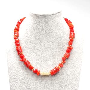 Red Coral and Gold Necklace