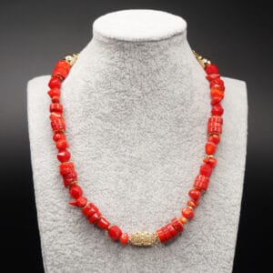 Red Coral and Gold Necklace