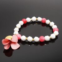 Rose Agate and White Jade Gold Hematite Bracelet